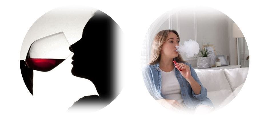 Preconception Vaping, Alcohol Use Had “No Meaningful Association” with Spontaneous Abortion in New Study image credits L©Dan Kosmeyer/Shutterstock.com    R ©Africa Studio/stock.adobe.com