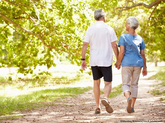 COPD Outcomes: Sedentary Lifestyle Significantly Increases Risk for ED Visits, Hospitalization / image credit older couple walking: ©Monkey Business/stock.adobe.com