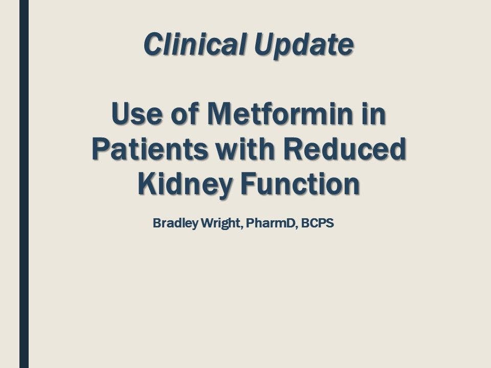 FDA on Metformin: OK in Some Patients with Reduced Kidney Function 