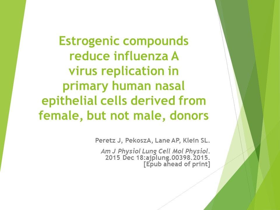 Influenza Virus Subdued by Estrogen in Female Nasal Cultures 