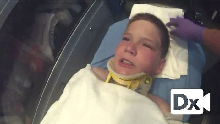 Young Boy with Back Pain after Diving Accident 