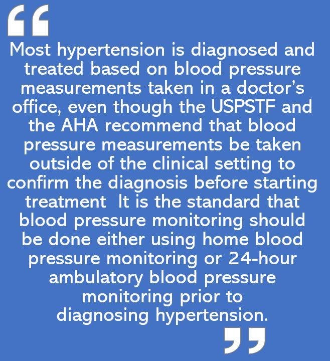 Home blood pressure monitoring for diagnosis hypertension preferred over ambulatory, in-office, and kiosk. 
