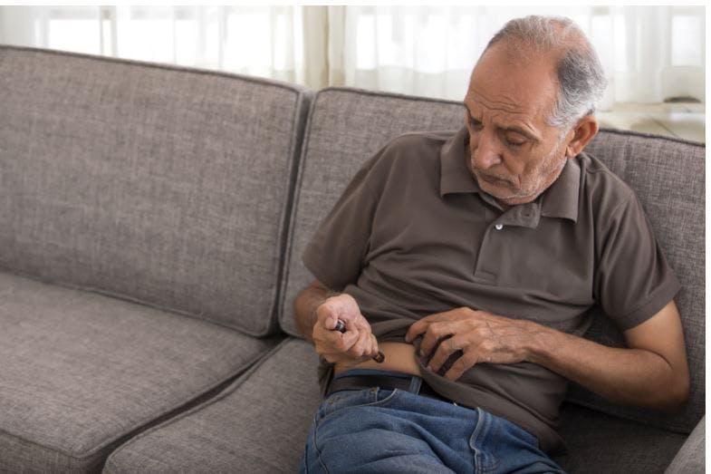 A 2-Component Clinical Intervention Reduced Insulin, Sulfonylurea Use and Reduced Hypoglycemia in Older Adults / image credit older adult using insulin pen ©InidaPix/Stock.adobe.com